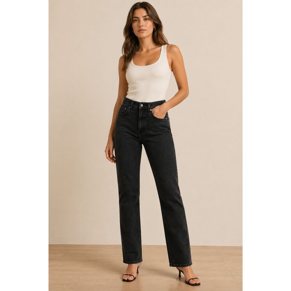 Reformation Jeans Womens 30 Black Liza Ultra High Rise Denim Straight Stretch